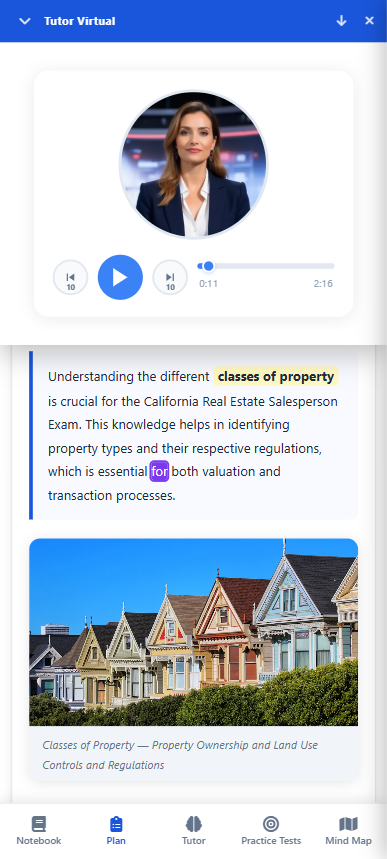 FocusPrep mobile view of the AI virtual tutor with bottom navigation